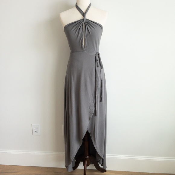 Lulus Marisha Washed Olive Green Halter Wrap Dress - Picture 5 of 16
